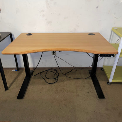 DWR Jarvis Light Wood Curved Adjustable Powered Desk