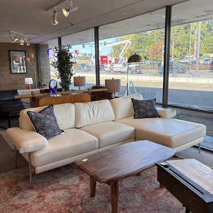 White Leather RAF Sectional U SECTIONALS RAF