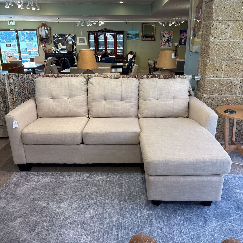 Light Beige Woven Fabric Sofa w/Ottoman U SOFAS