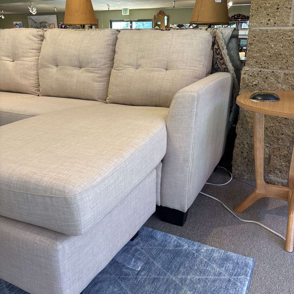 Light Beige Woven Fabric Sofa w/Ottoman U SOFAS