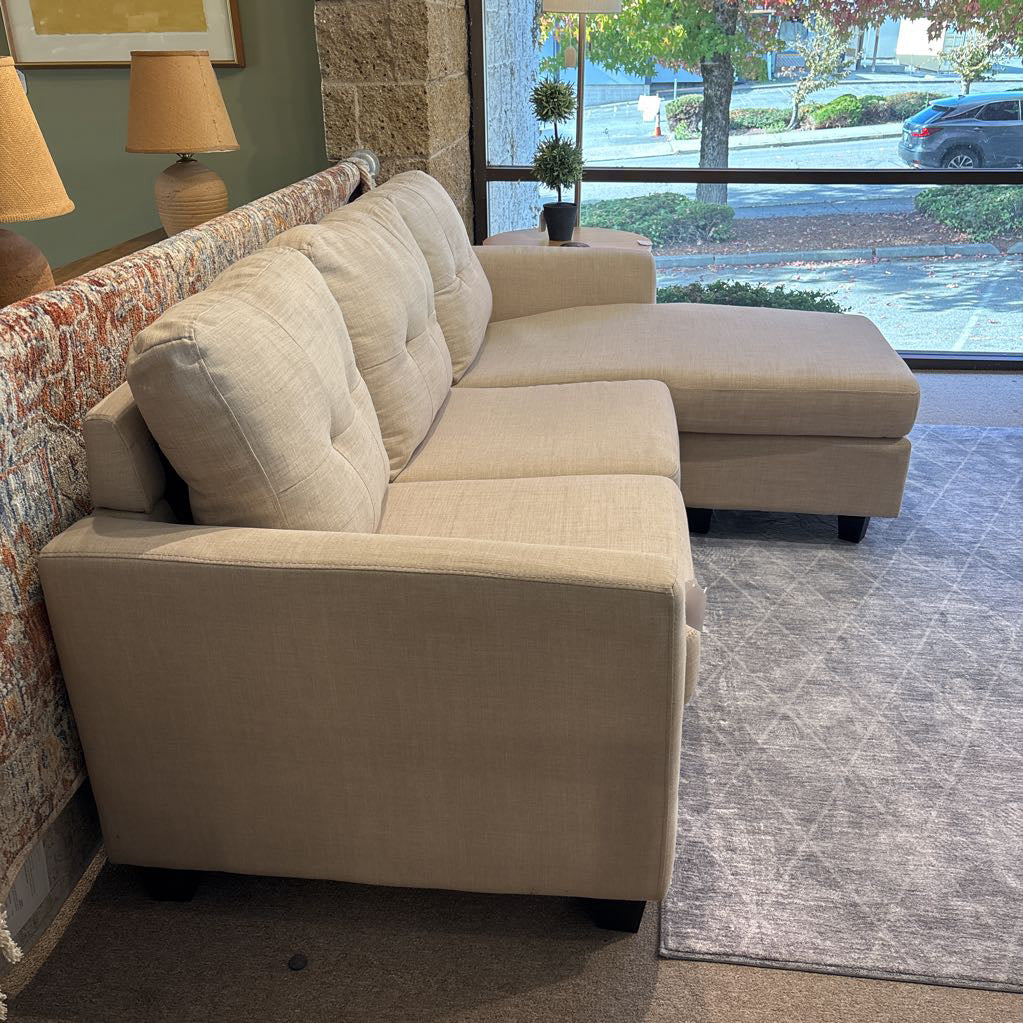 Light Beige Woven Fabric Sofa w/Ottoman U SOFAS
