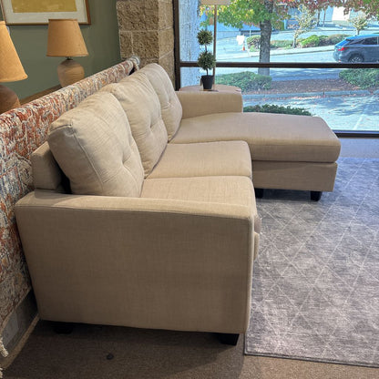 Light Beige Woven Fabric Sofa w/Ottoman U SOFAS