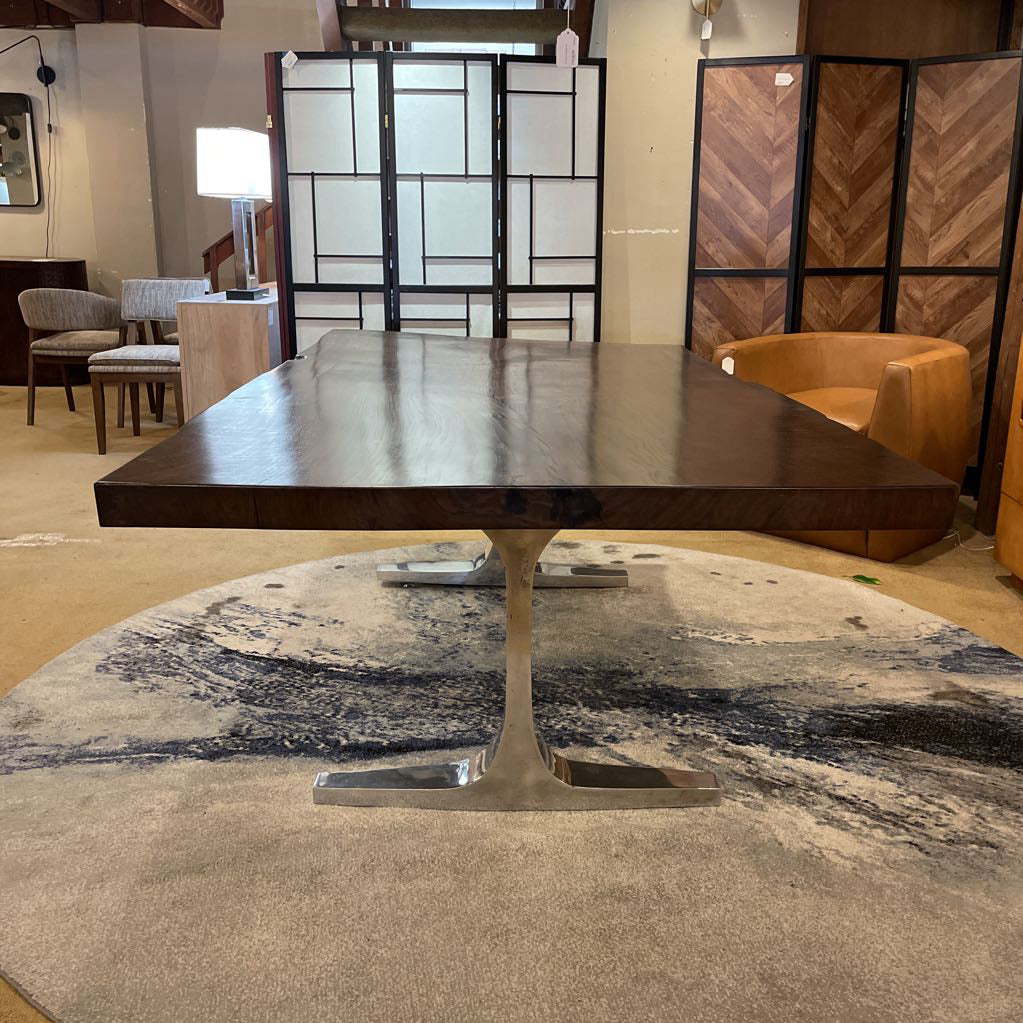 Live Edge Walnut Bowtie Chrome Base Dining Table C DINING TABLES