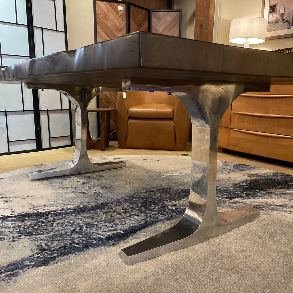 Live Edge Walnut Bowtie Chrome Base Dining Table C DINING TABLES