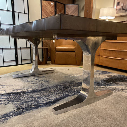 Live Edge Walnut Bowtie Chrome Base Dining Table C DINING TABLES