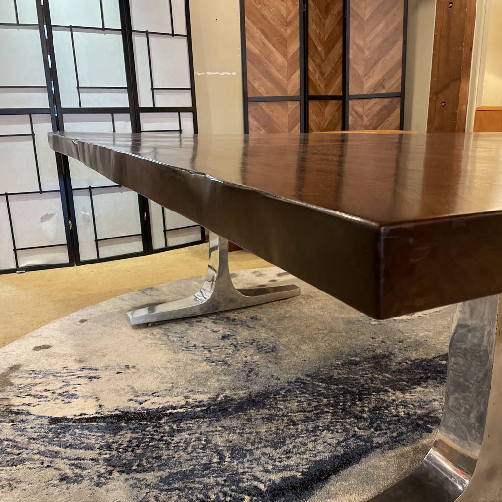 Live Edge Walnut Bowtie Chrome Base Dining Table C DINING TABLES