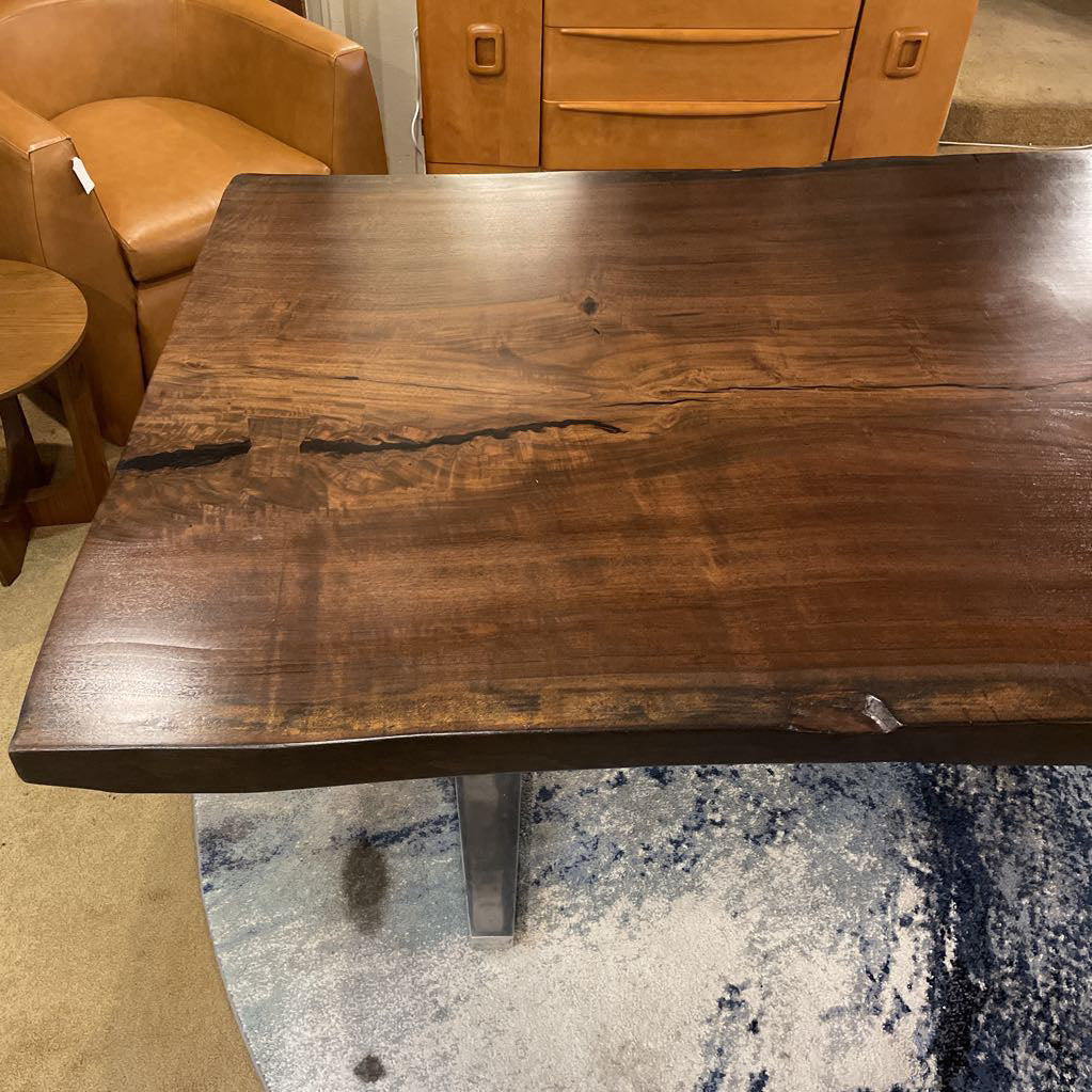 Live Edge Walnut Bowtie Chrome Base Dining Table C DINING TABLES