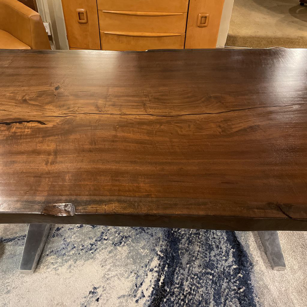 Live Edge Walnut Bowtie Chrome Base Dining Table C DINING TABLES
