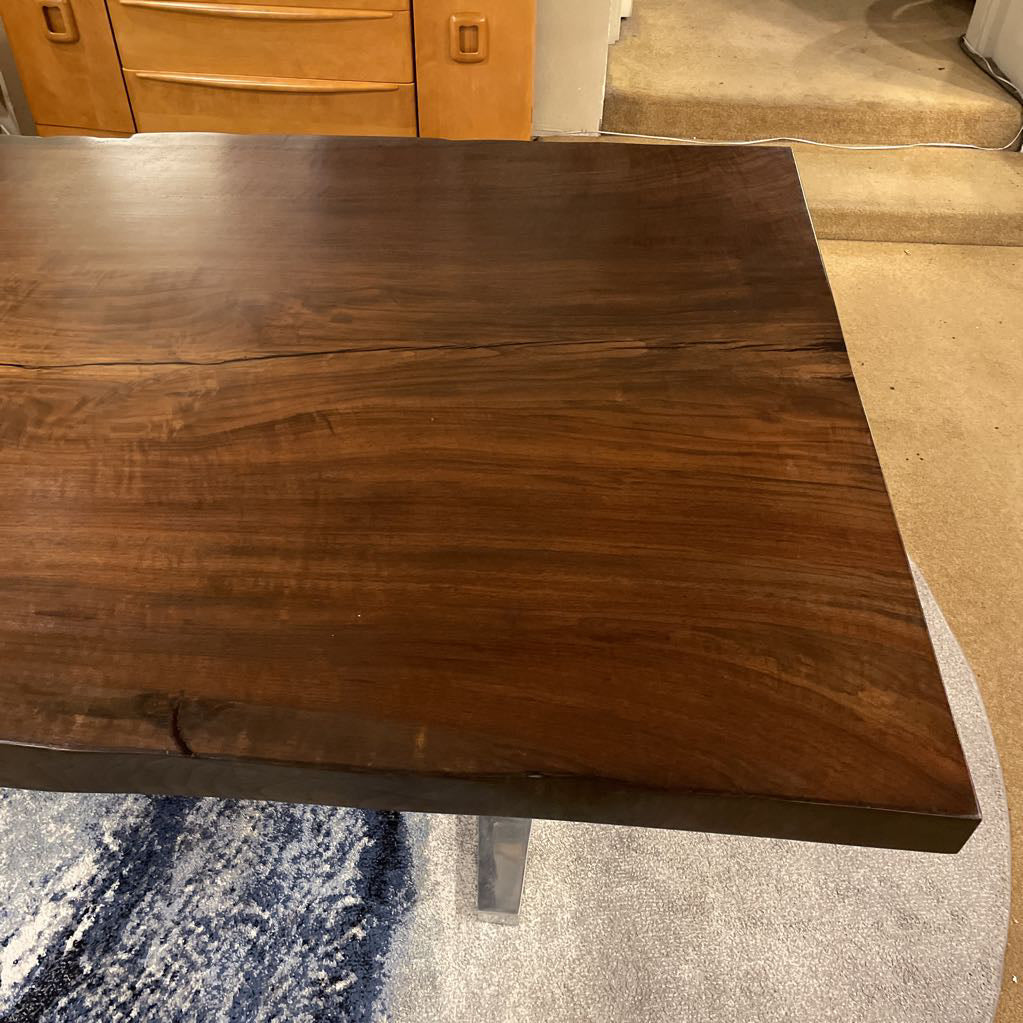 Live Edge Walnut Bowtie Chrome Base Dining Table C DINING TABLES