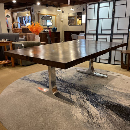 Live Edge Walnut Bowtie Chrome Base Dining Table C DINING TABLES