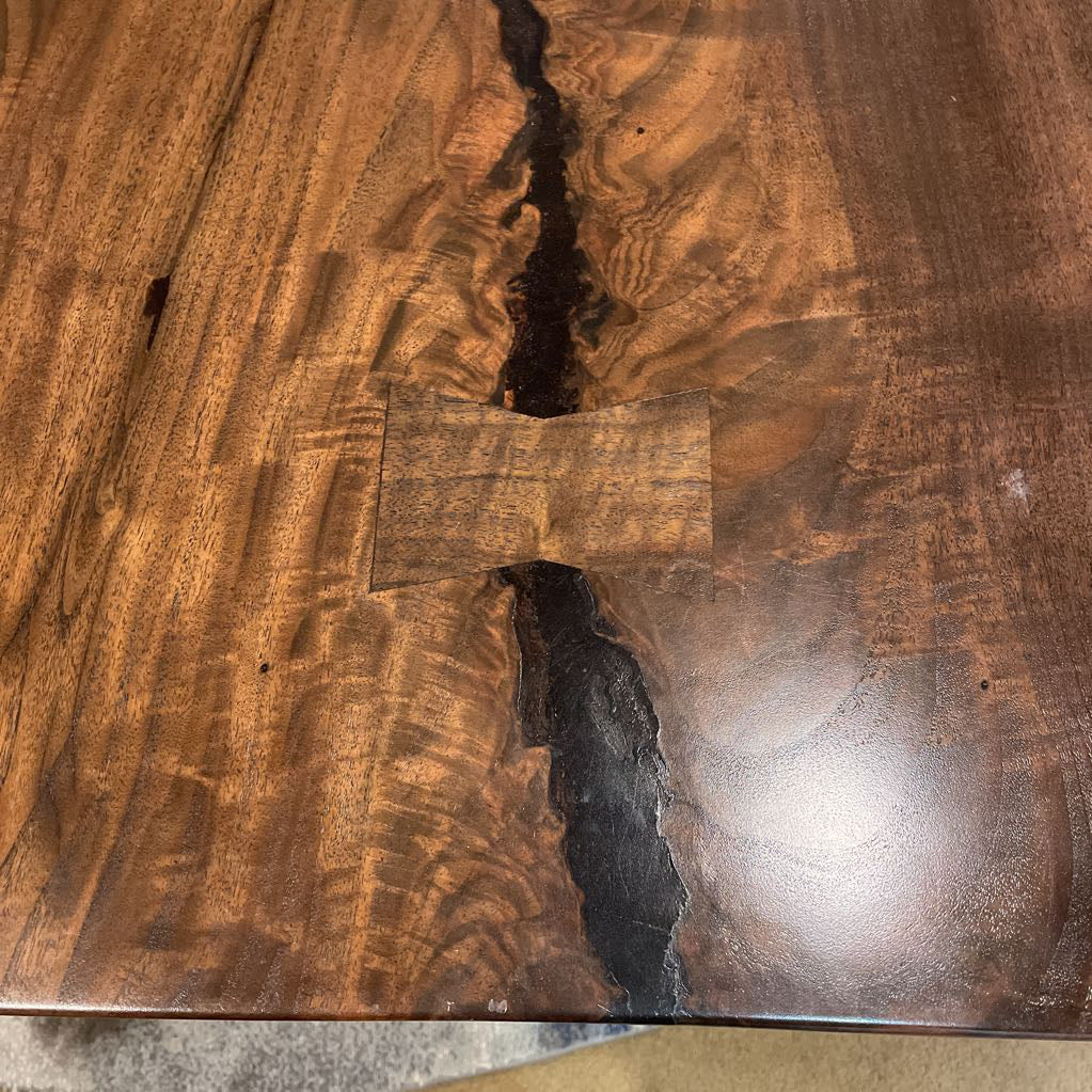 Live Edge Walnut Bowtie Chrome Base Dining Table C DINING TABLES