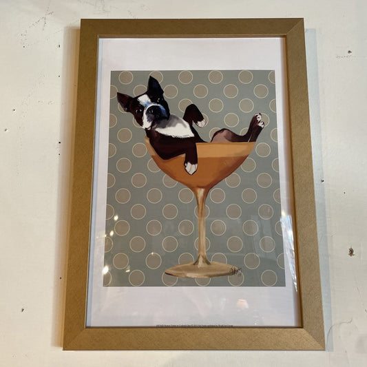 Boston Terrier in a Martini Glass ART