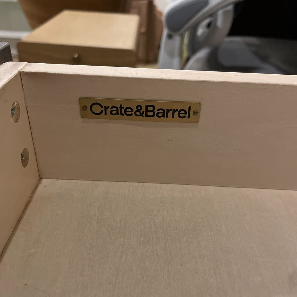 Crate & Barrel Tate Stone 3 Drawer Desk with Power