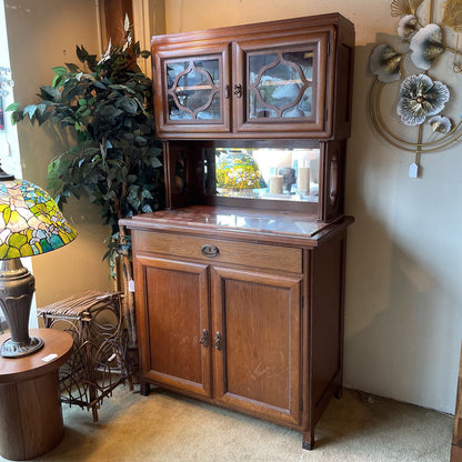 Vintage Stone Top Hutch with Mirror