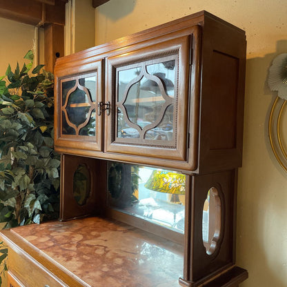 Vintage Stone Top Hutch with Mirror