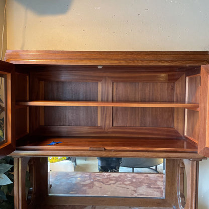 Vintage Stone Top Hutch with Mirror