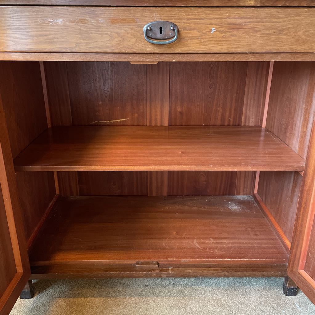 Vintage Stone Top Hutch with Mirror