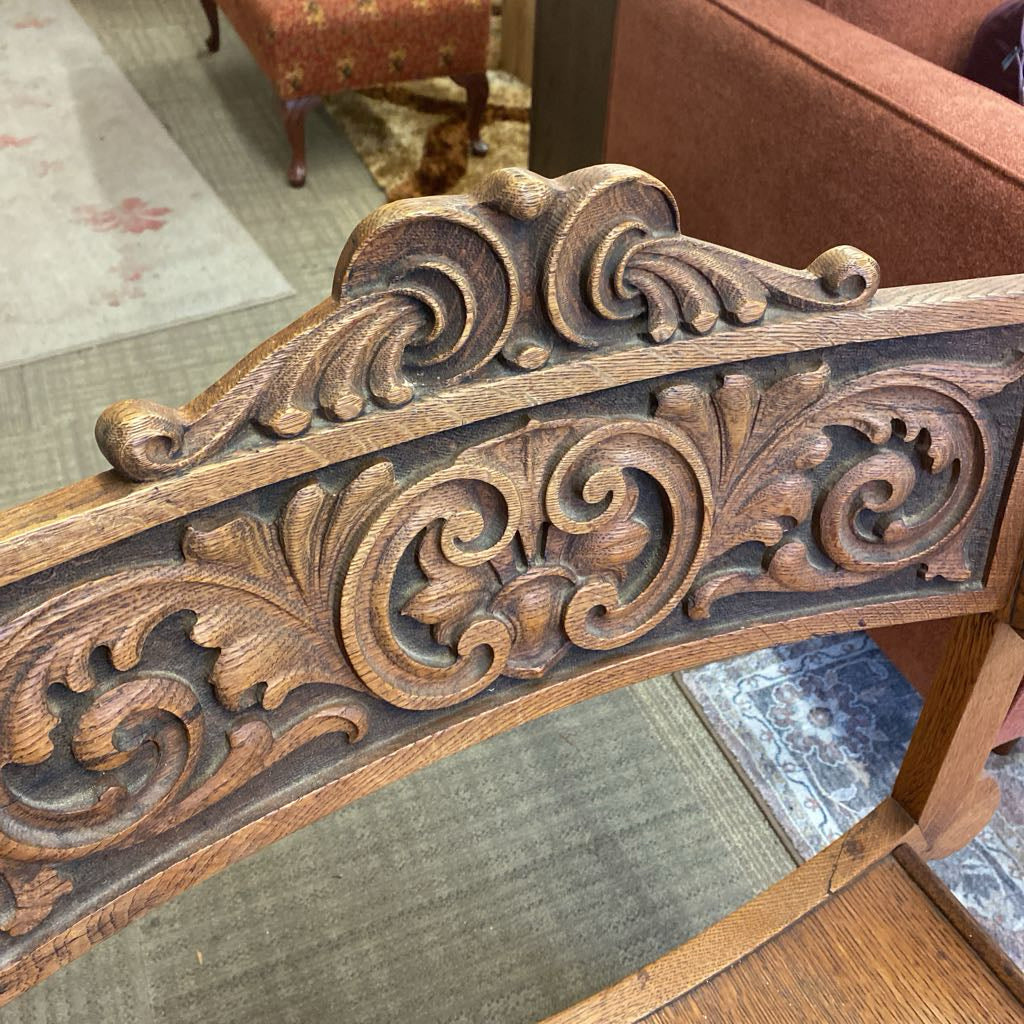 Vintage Quarter Oak Throne Chair