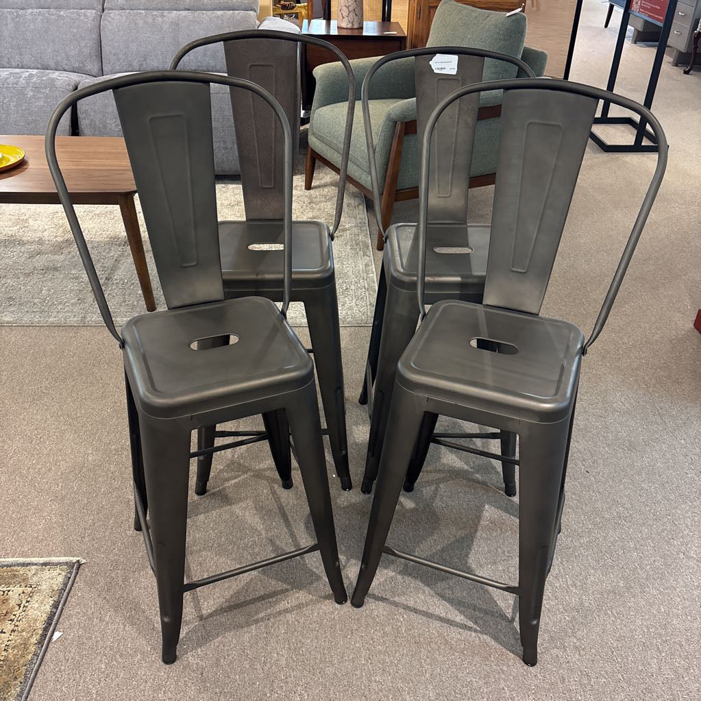 Set of 4 Metal Barstools