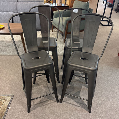 Set of 4 Metal Barstools