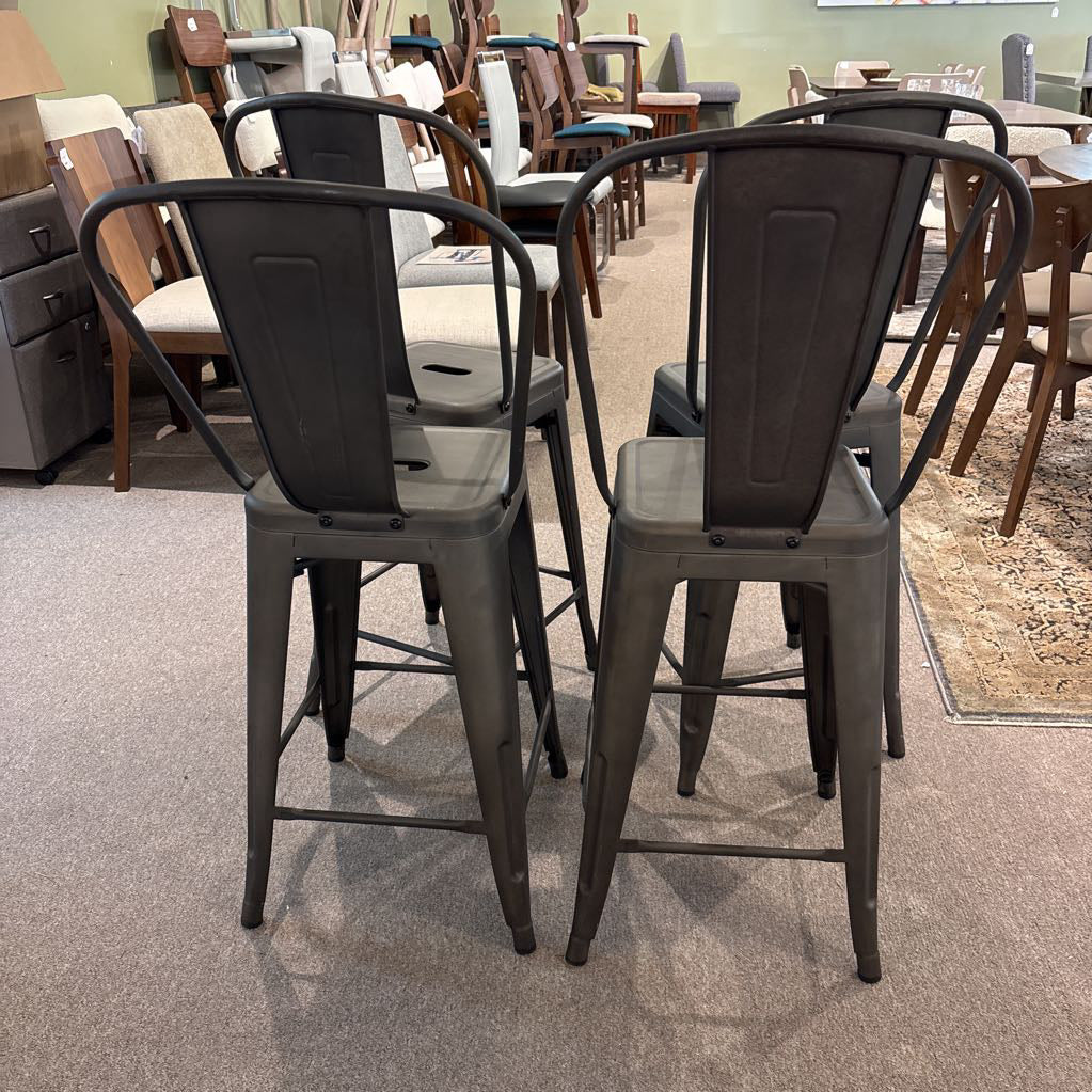 Set of 4 Metal Barstools