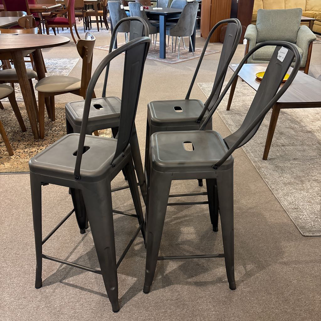 Set of 4 Metal Barstools