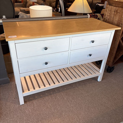 White Painted Wood Top 4 Drawer Console Table C CONSOLE TABLES
