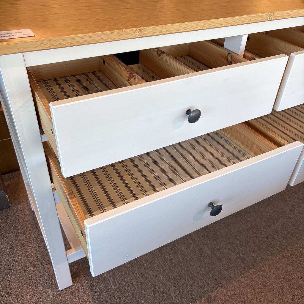White Painted Wood Top 4 Drawer Console Table C CONSOLE TABLES