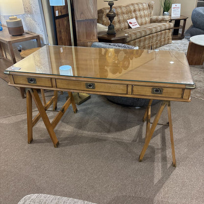 Lexington Campaign Style Desk w/Glass Top C DESKS