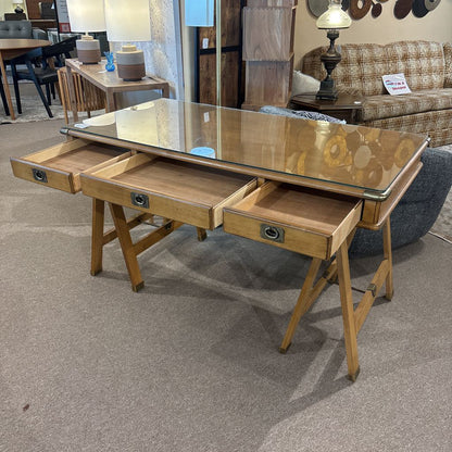 Lexington Campaign Style Desk w/Glass Top C DESKS