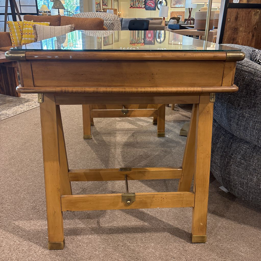 Lexington Campaign Style Desk w/Glass Top C DESKS