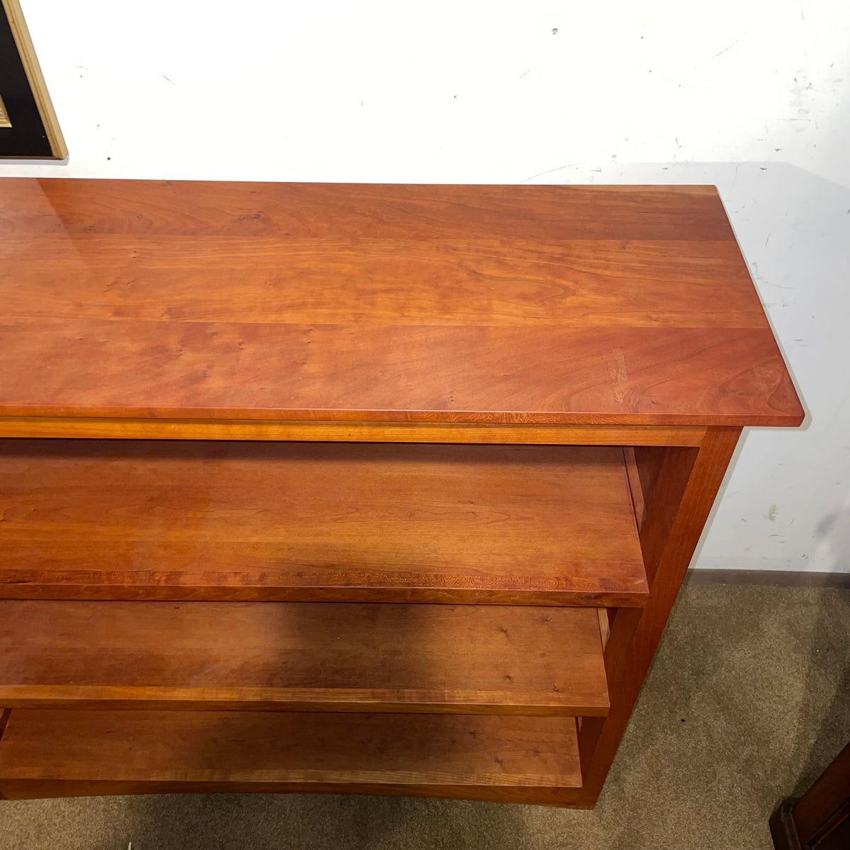 Cherry Wood 3 Tier Mid Height Bookshelf