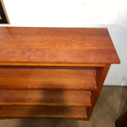 Cherry Wood 3 Tier Mid Height Bookshelf