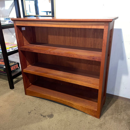 Cherry Wood 3 Tier Mid Height Bookshelf