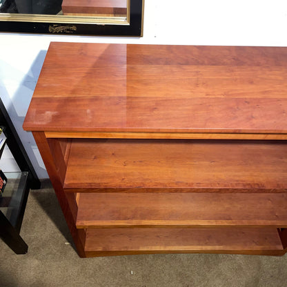 Cherry Wood 3 Tier Mid Height Bookshelf
