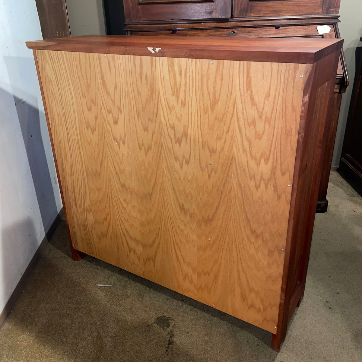 Cherry Wood 3 Tier Mid Height Bookshelf