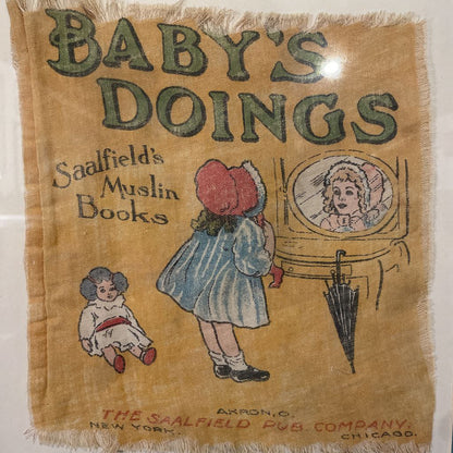 Vint. Baby Doings Muslin Book Cover Framed