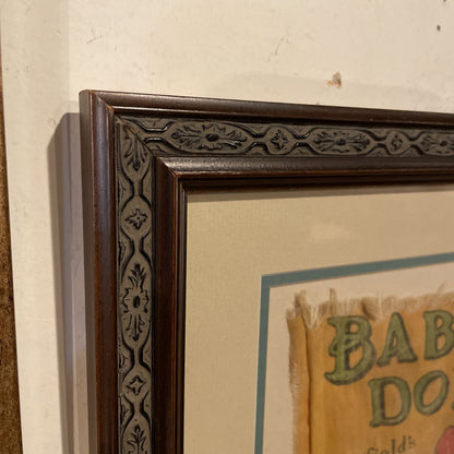 Vint. Baby Doings Muslin Book Cover Framed
