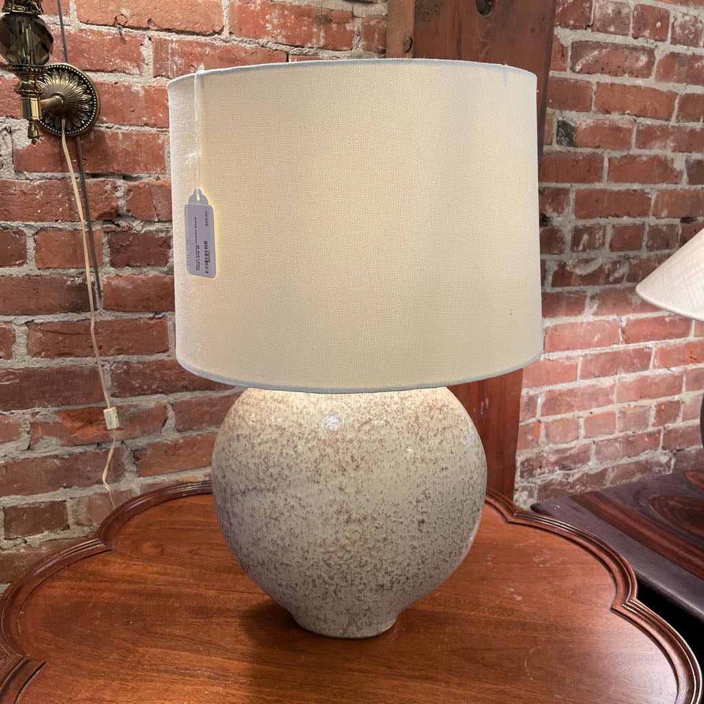 Mauve Crackle Ceramic Round Table Lamp