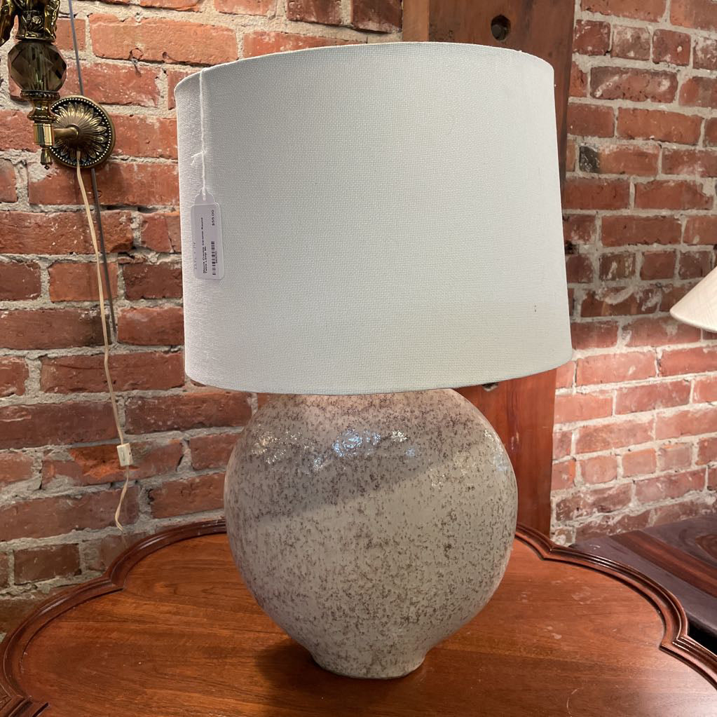 Mauve Crackle Ceramic Round Table Lamp