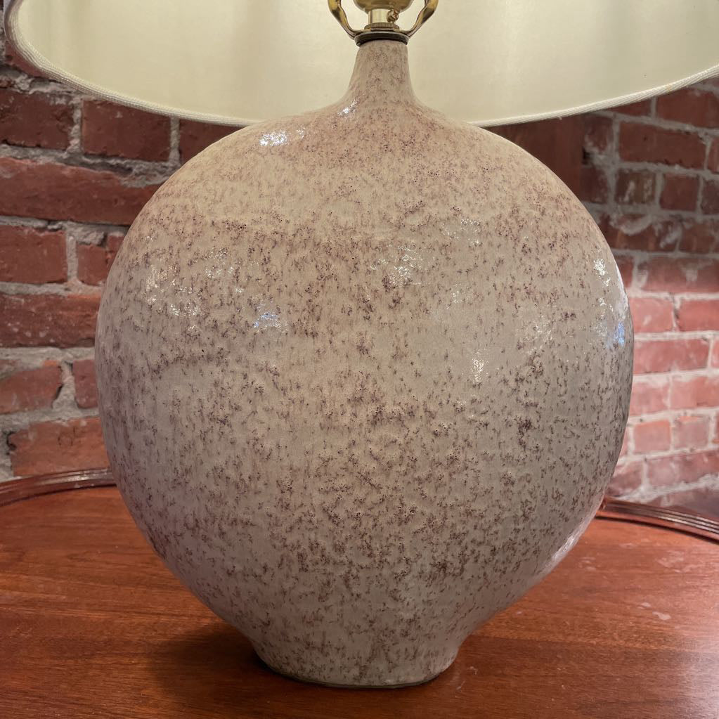 Mauve Crackle Ceramic Round Table Lamp