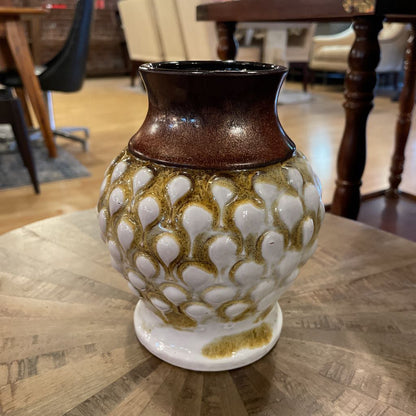 West German Ceramic Vase w White and Chartreuse Glaze SMALLS