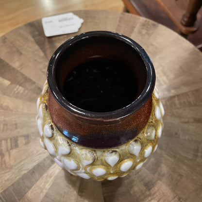 West German Ceramic Vase w White and Chartreuse Glaze SMALLS