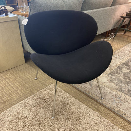 Black Orange Slice Chrome Leg Accent Chair