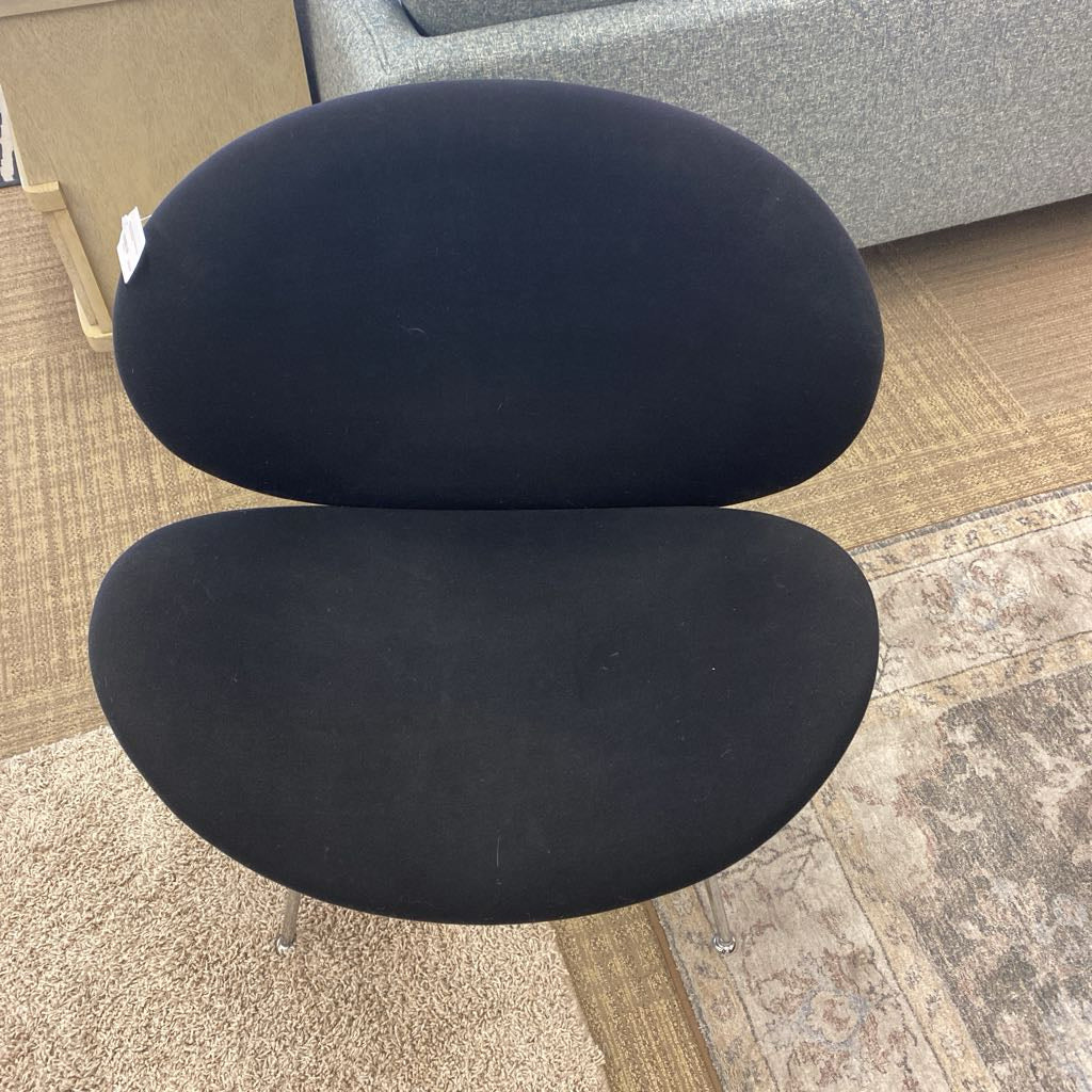 Black Orange Slice Chrome Leg Accent Chair