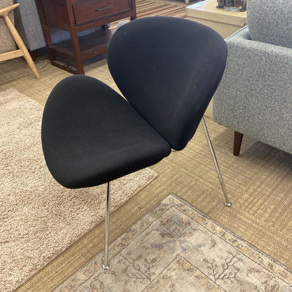 Black Orange Slice Chrome Leg Accent Chair
