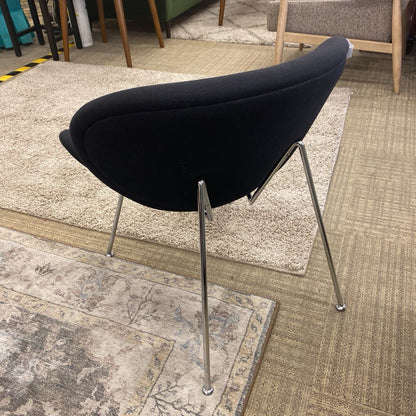 Black Orange Slice Chrome Leg Accent Chair