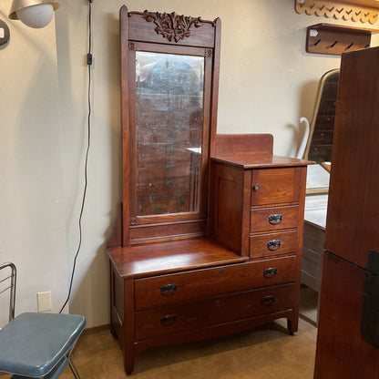 Vintage Oak Vanity Dresser w/ Mirror