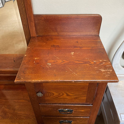Vintage Oak Vanity Dresser w/ Mirror
