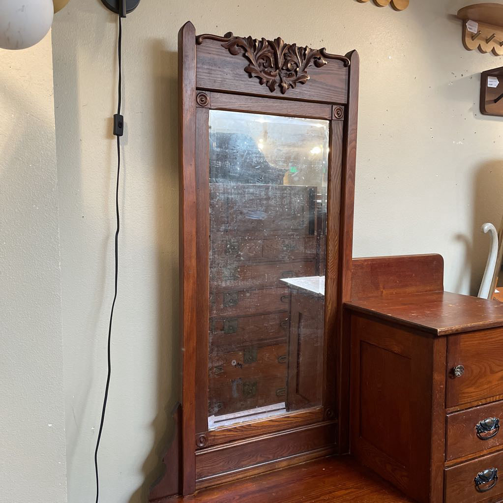 Vintage Oak Vanity Dresser w/ Mirror